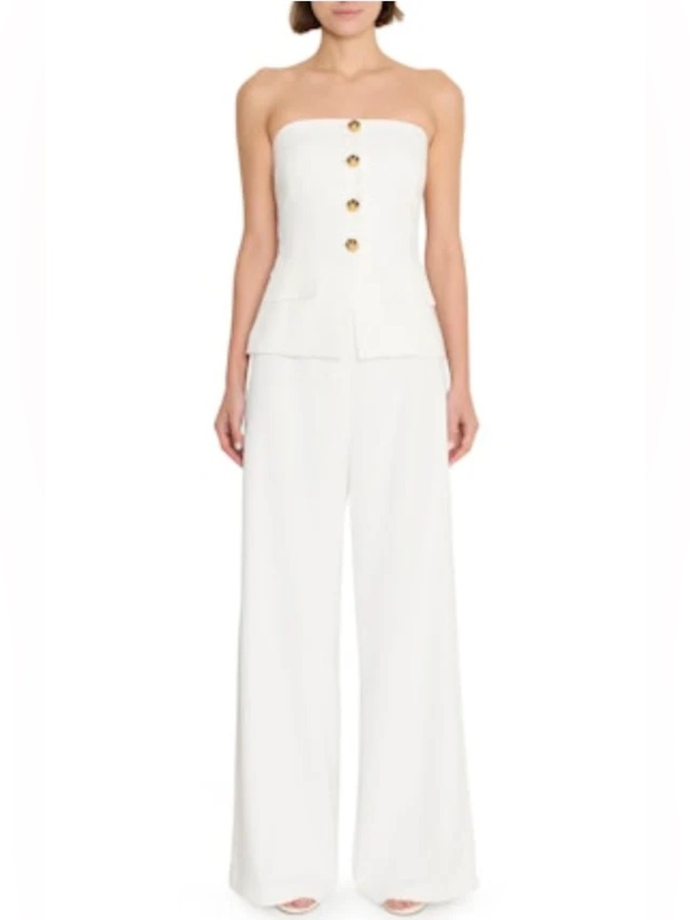 Amanda Uprichard Women's White Yadira Strapless Wide Leg Jumpsuit Sz XL & M NWOT
